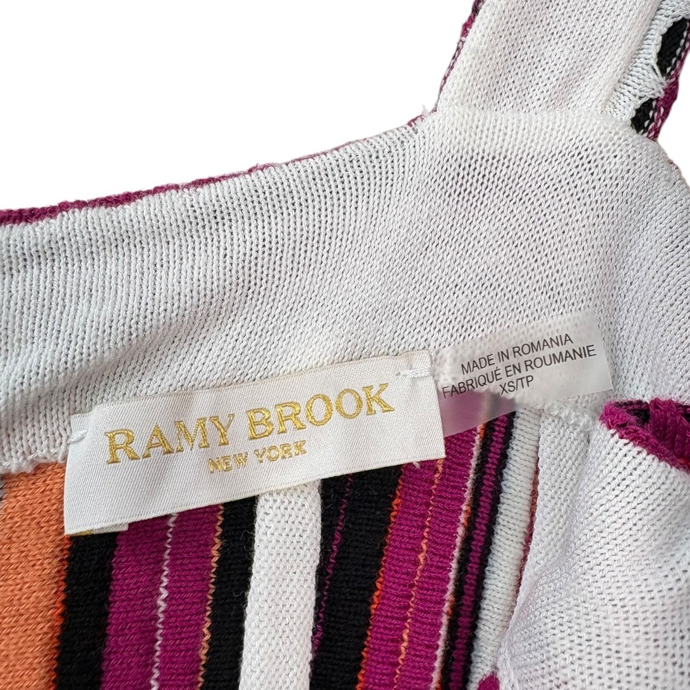 Ramy Brook Luisa Women's Crochet Knit Mini Dress Striped Square Neck RARE XS - Picture 6 of 8
